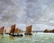 尤金 布丹 : Camaret, Fishing Boats off the Shore